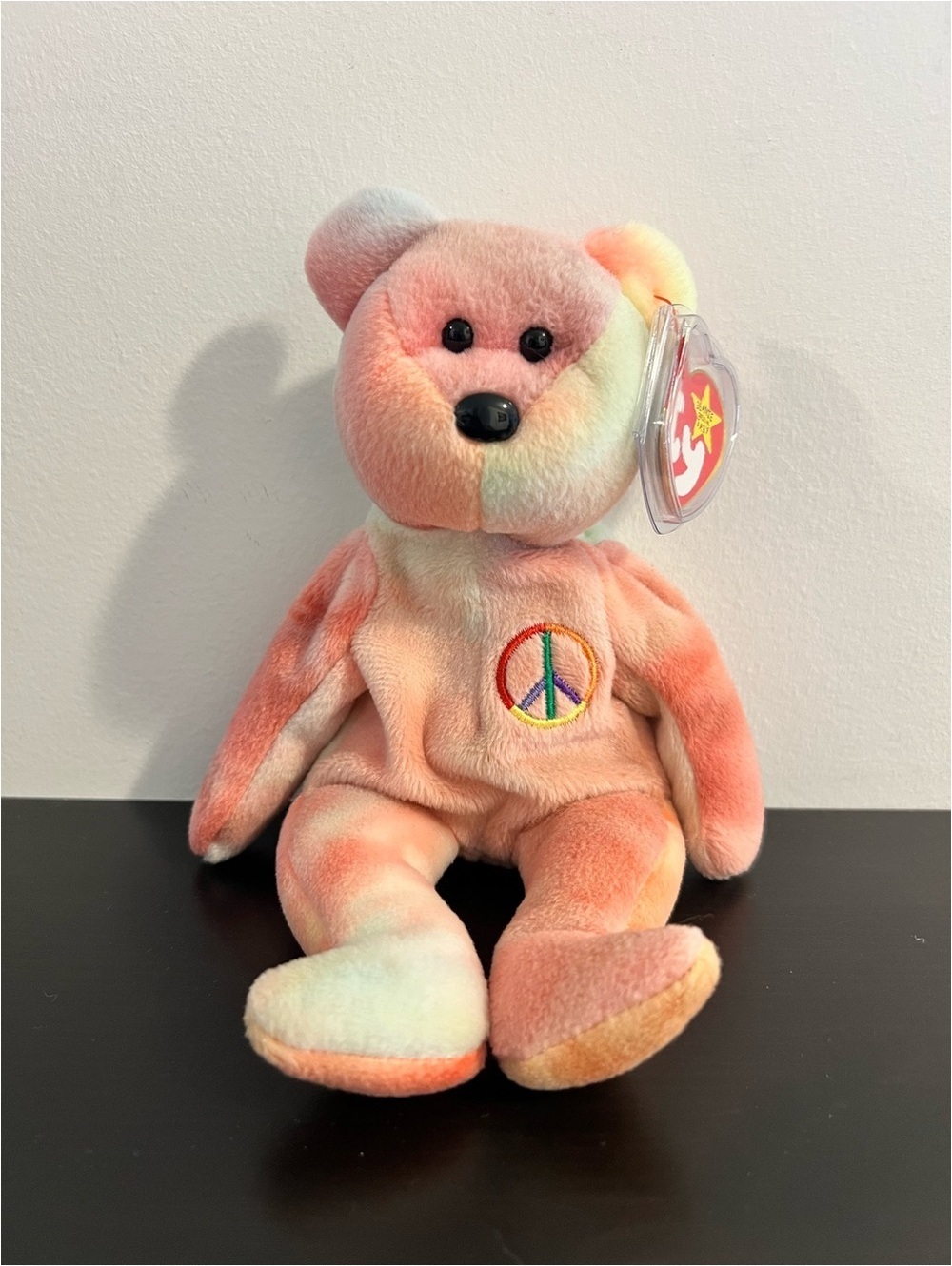 Ty Beanie Babies Peace Bear Tie Dye Plush MWMT Collectible